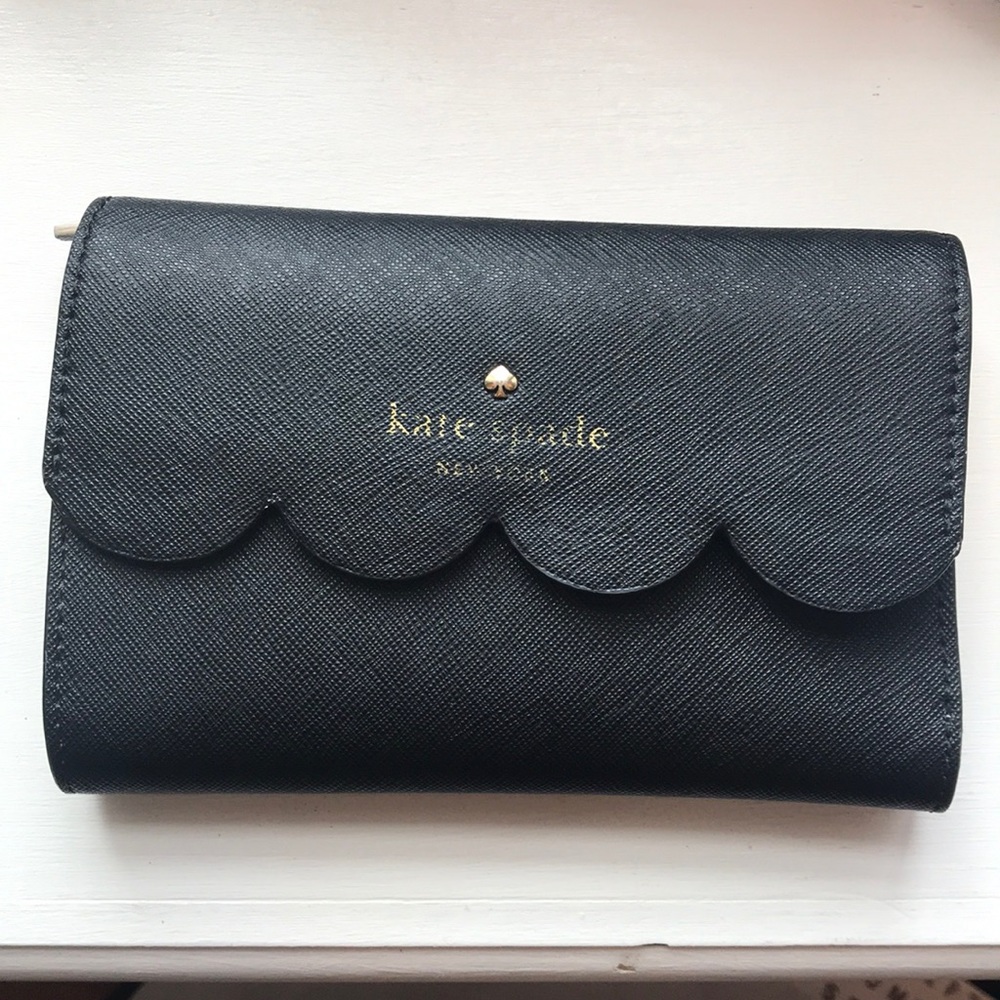 Black scalloped Kate spade wallet